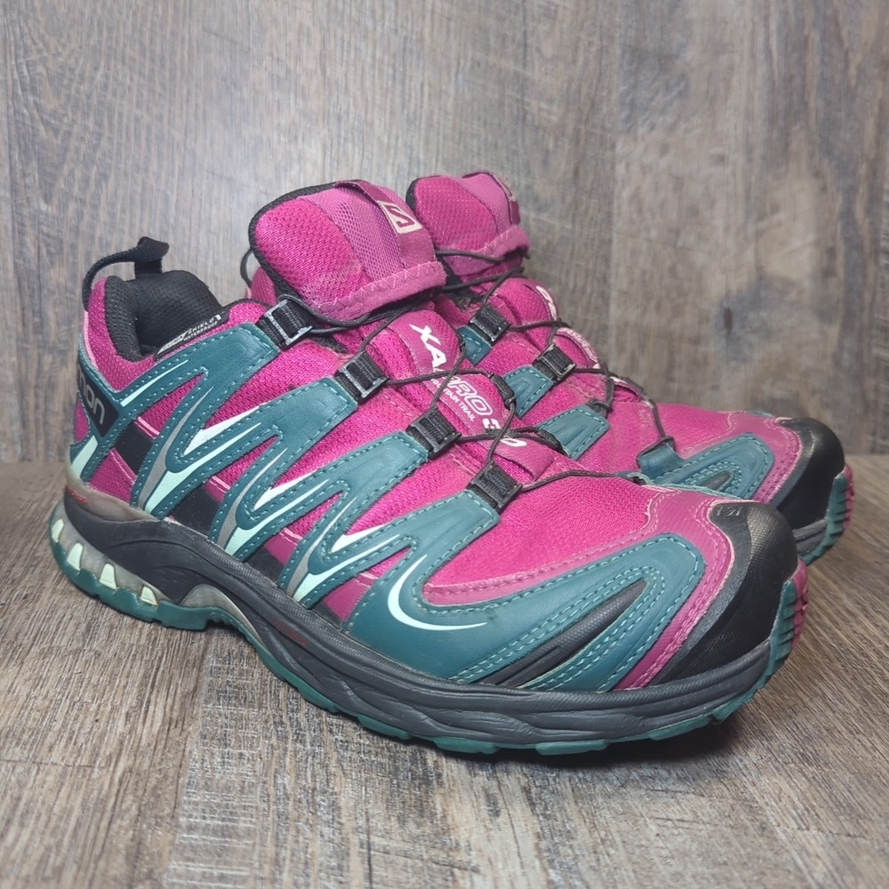 Salomon XA Pro 3D Women's Size 6.5 Waterproof Trail Running Shoes Wine Sky